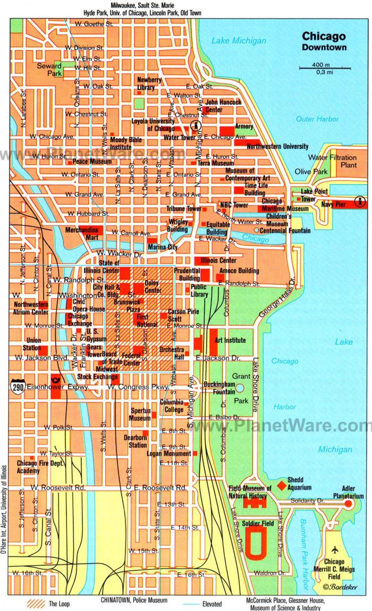 kort over Chicago-seværdigheder