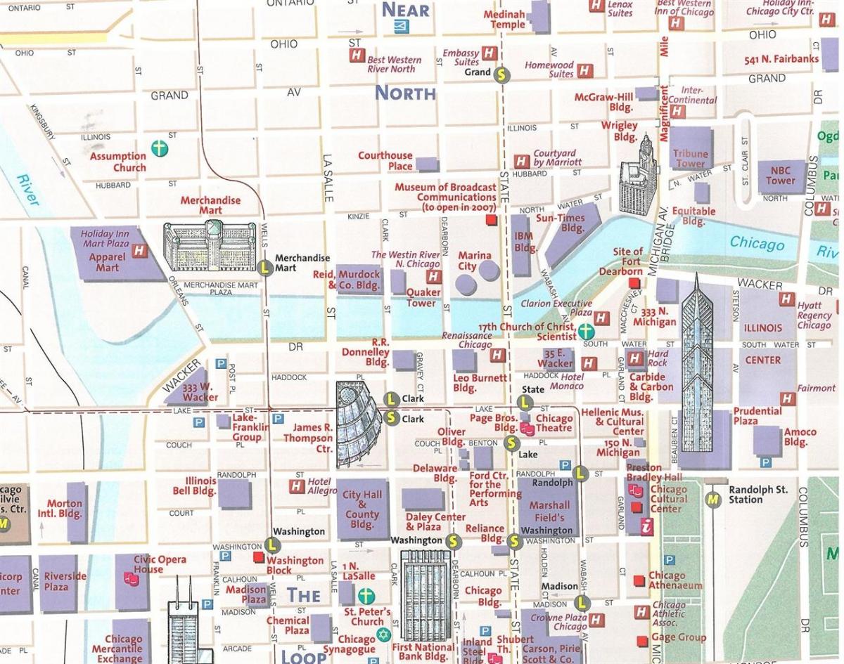 kort over byen Chicago