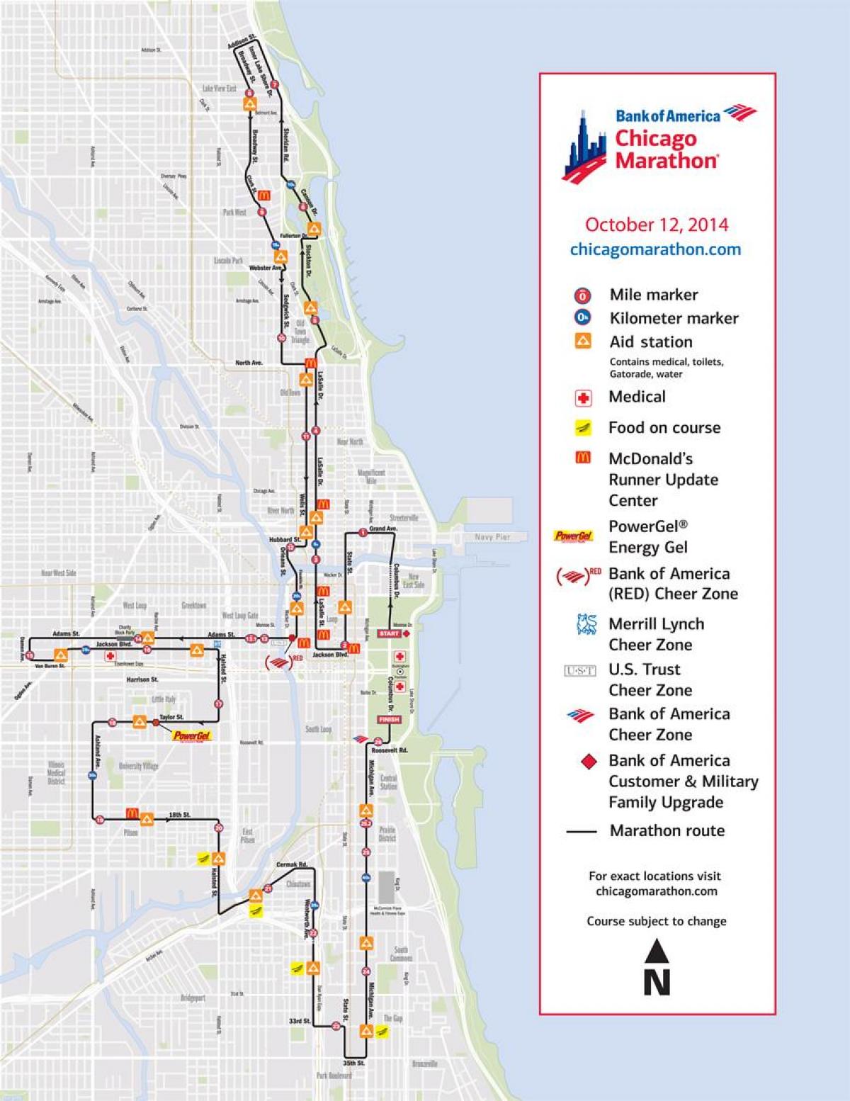 Chicago marathon løb kort