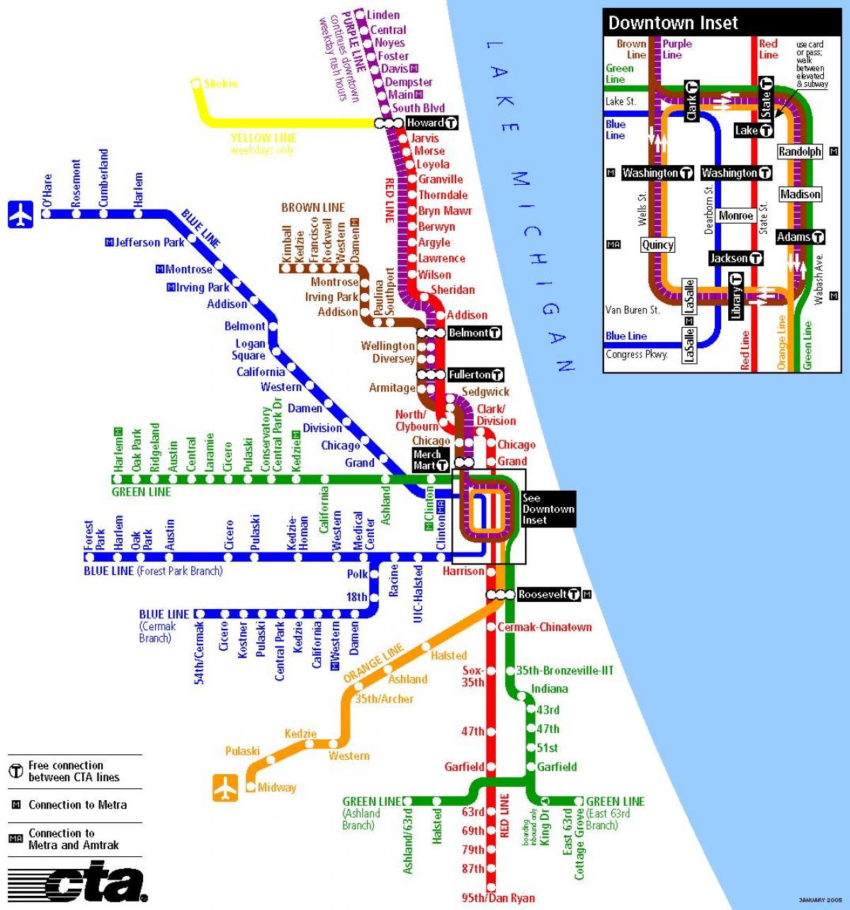 metroen i Chicago kort