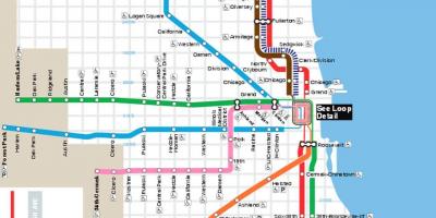 Kort over Chicago blå linje