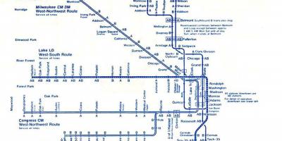 Kort over blå linje Chicago