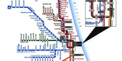 Chicago metro-linjer kort