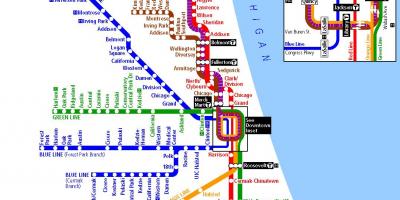 Metroen i Chicago kort