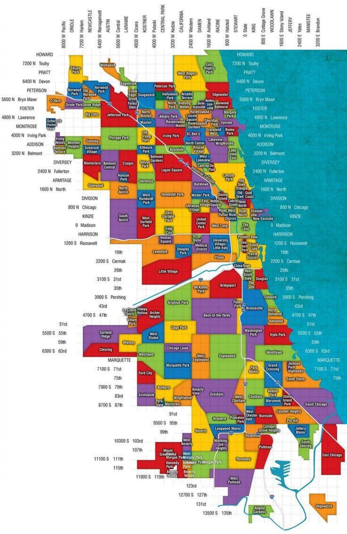 Chicago og forstæder kort