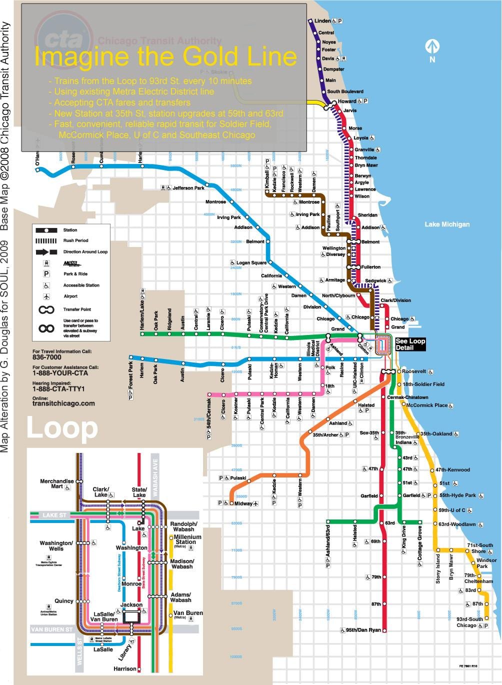 Chicago tog kort blå linje