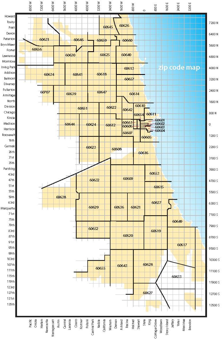 Chicago area code kort