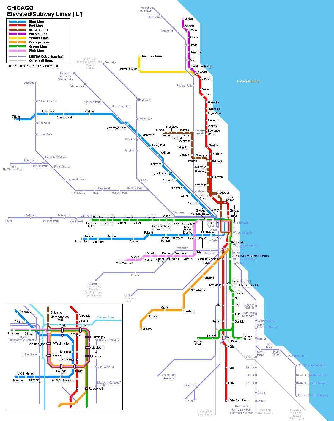 Chicago metro station kort