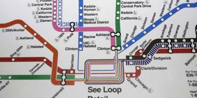 Chicago metro-kort blå linje