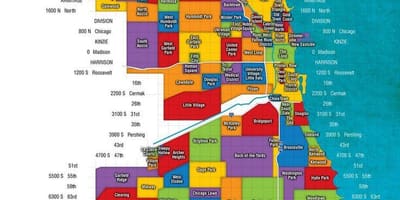 Kort af Chicago og forstæder