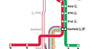 Kort over rød linje Chicago